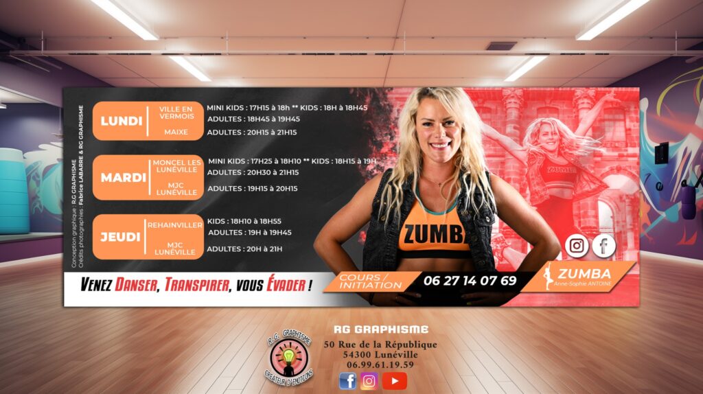 Affiche publicitaire professionnelle conçue par RG Graphisme, alliant créativité et visibilité.