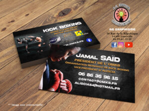 Carte de visite professionnelle conçue par RG Graphisme, illustrant un design moderne et une identité visuelle unique.