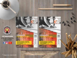 Flyer publicitaire professionnel conçu par RG Graphisme, illustrant un design moderne et attractif.