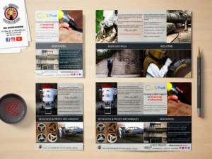 Flyer publicitaire professionnel conçu par RG Graphisme, illustrant un design moderne et attractif.