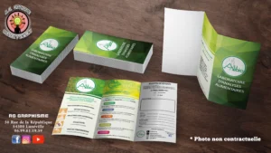 Flyer publicitaire professionnel conçu par RG Graphisme, illustrant un design moderne et attractif.