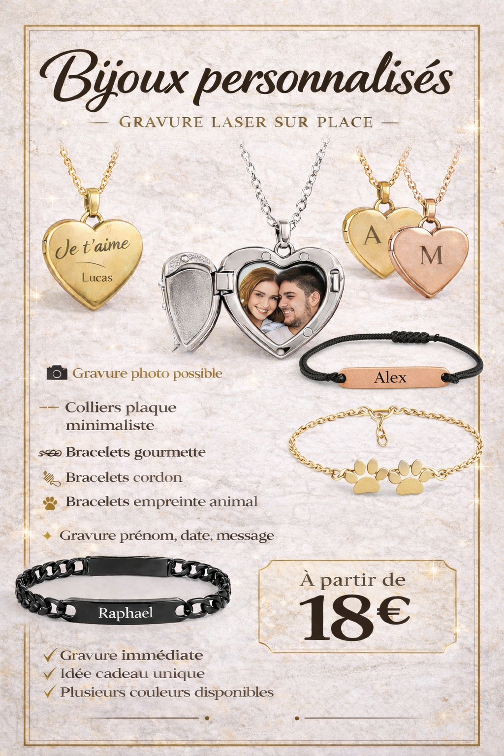 Tarifs gravures personnalisés