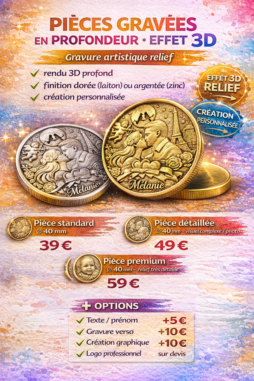 Tarifs gravure pièce personnalisé