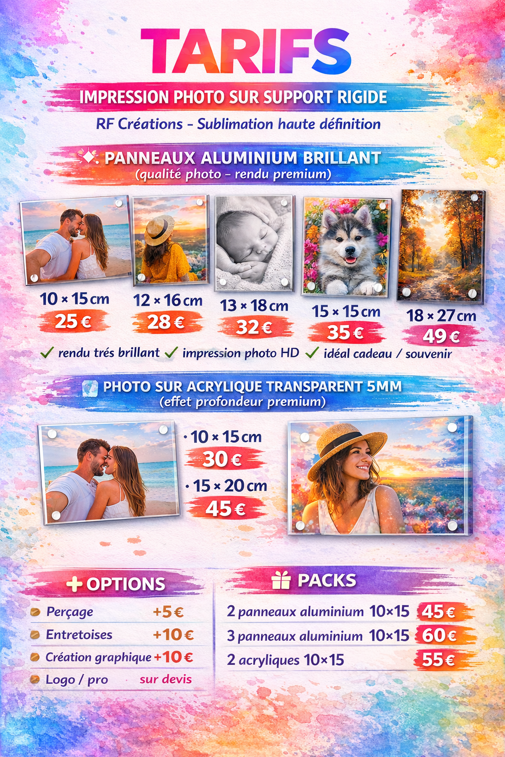 Tarifs tableau photo personnalisé
